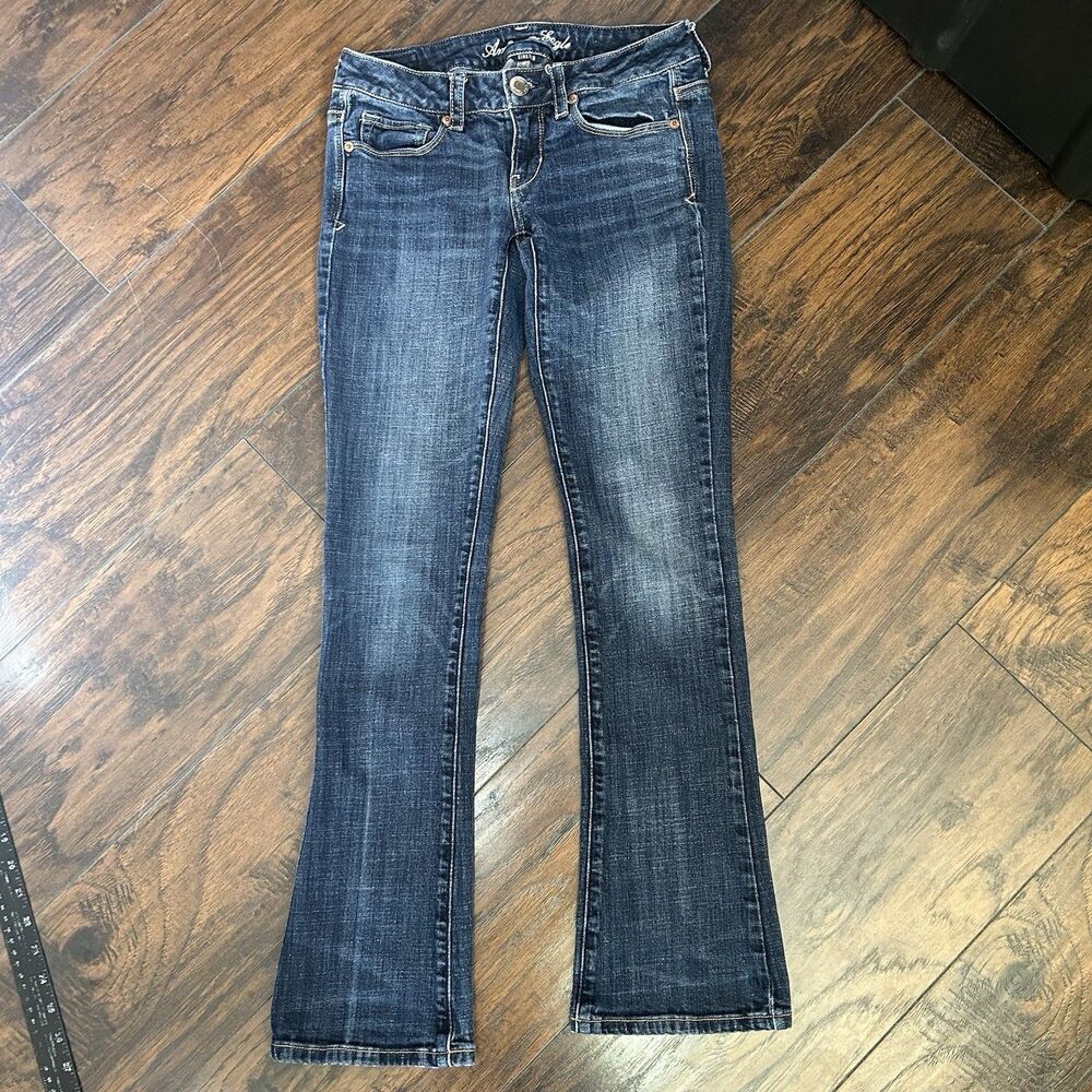 American Eagle Womens Skinny Kick Jeans Size 4 Blue Low Rise Stretch Fit